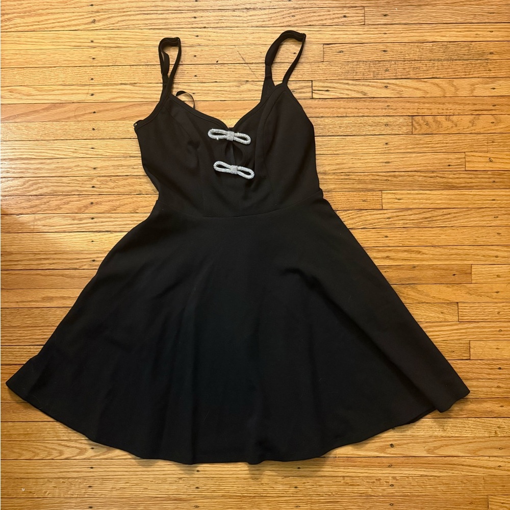 City Studio Black Mini Dress with Silver Accents